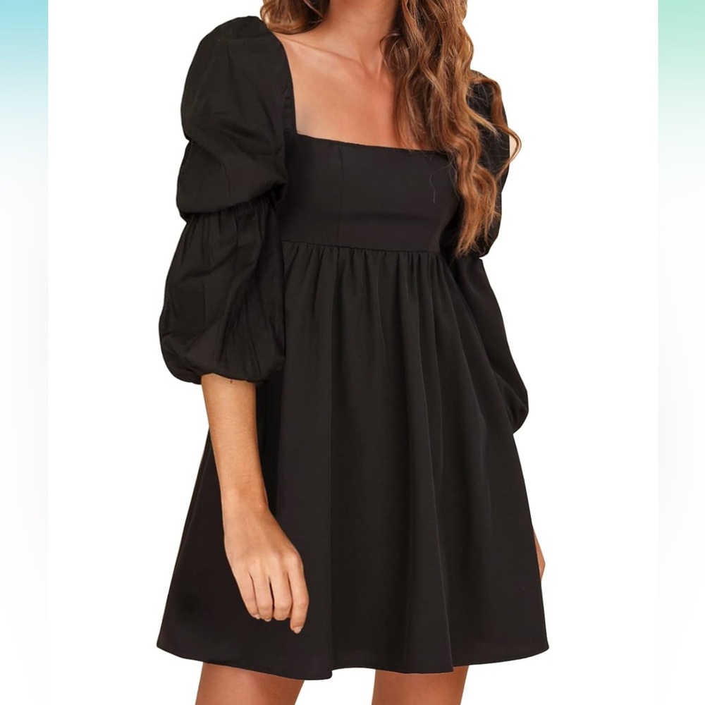 Black Mini Square Neck Dress